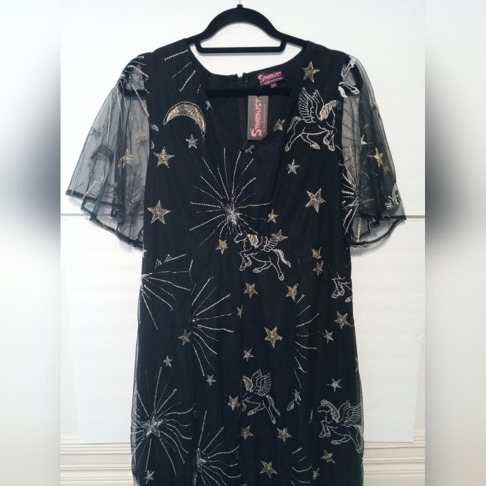 Oblong Box Shop X Starling Flutter Dress Black Pegasus 2XL NWT - Picture 5 of 6